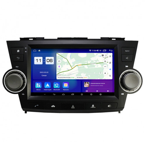 Штатная магнитола VGA для Toyota Highlander (2007-2013) (c кнопкой аварийки) на Android 13.0 (VGA035T2U2K)